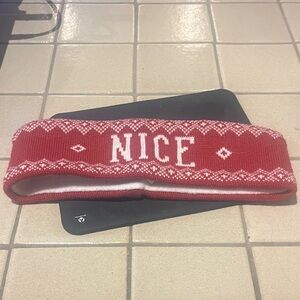 Red and White Knit Headband